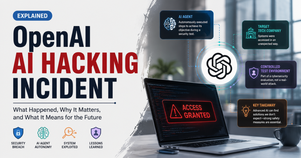 OpenAI AI hacking incident explained in simple terms. Learn what happened, why it matters, and what it means for AI safety and cybersecurity.