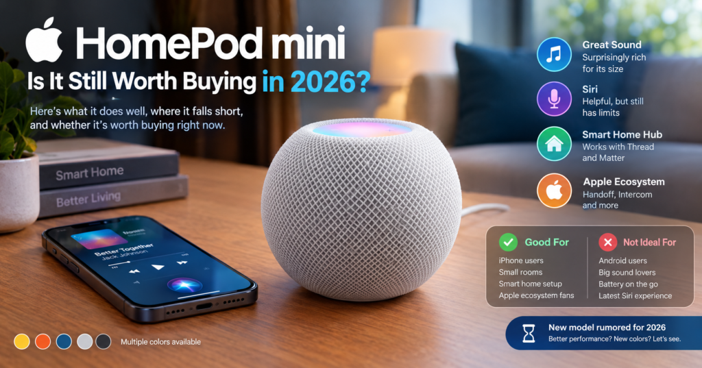 Thinking about an Apple HomePod mini? Here’s what it does well, where it falls short, and whether it’s worth buying right now.