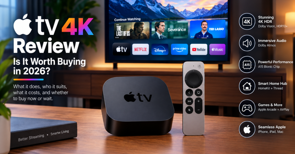 Thinking about an Apple TV 4K in 2026? Here’s what it does, who it suits, what it costs, and whether to buy now or wait.
